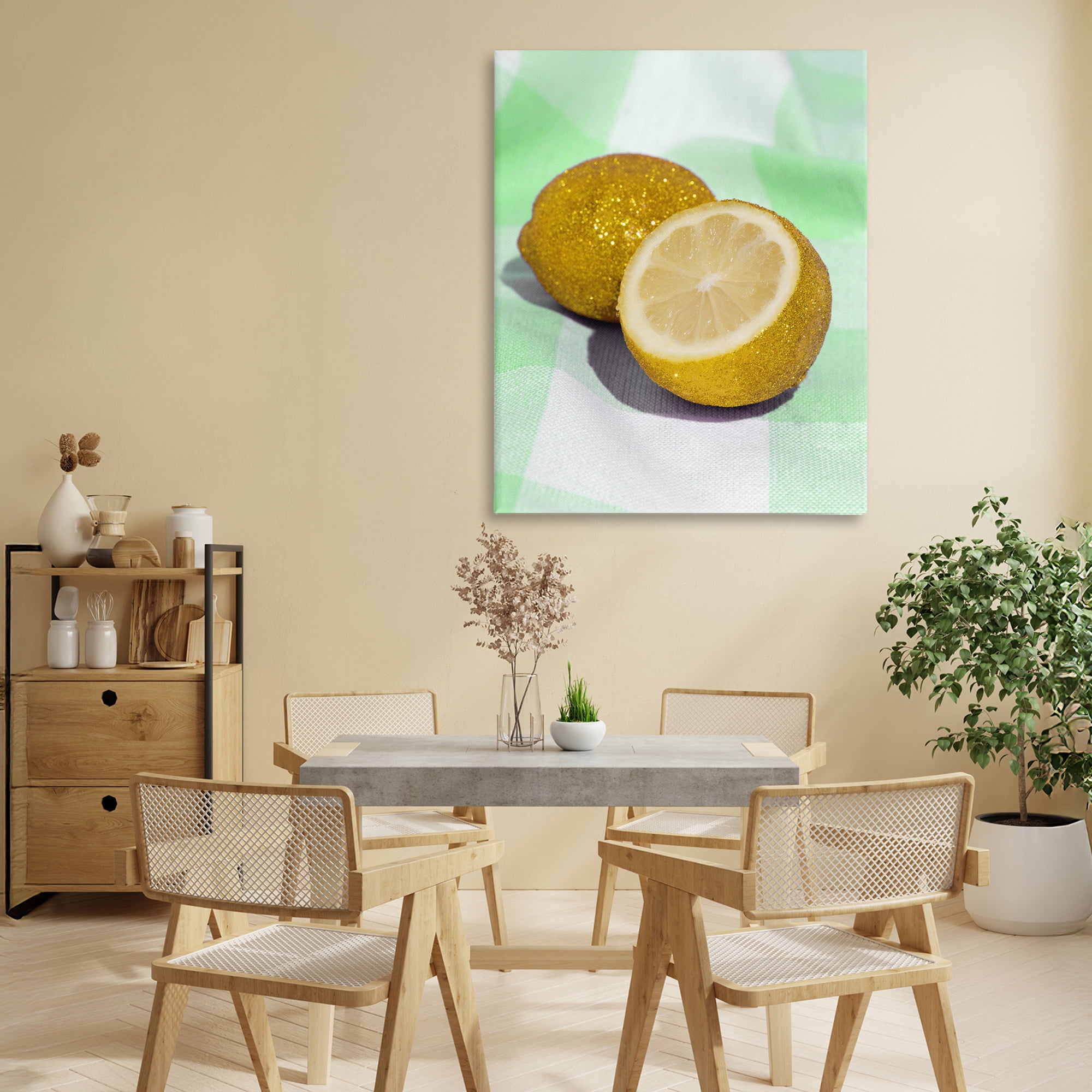 Stupell Industries Glimmer Lemon on Green Canvas Wall Art, design by LISH Creative