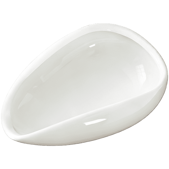 Ceramic Coffee Bean Measuring Dish, High White Porcelain Curved Dosing Tray, Glossy Weigh Container, Sample Display & Cooling Plate, 4.13 by 2.95 by 1.38 in for Home Barista, Roasting