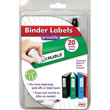 Jokari Erasable Reusable Office School Binder Labels  20 Pack of Stickers