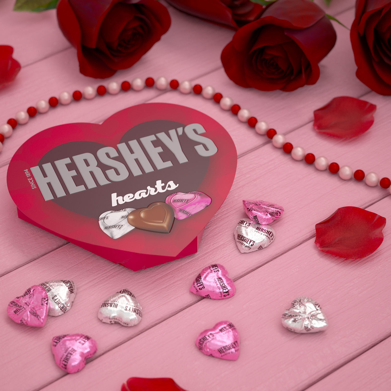 Hershey's Milk Chocolate Hearts Valentine's Day Candy, Gift Box 6.4 oz - image 4 of 6