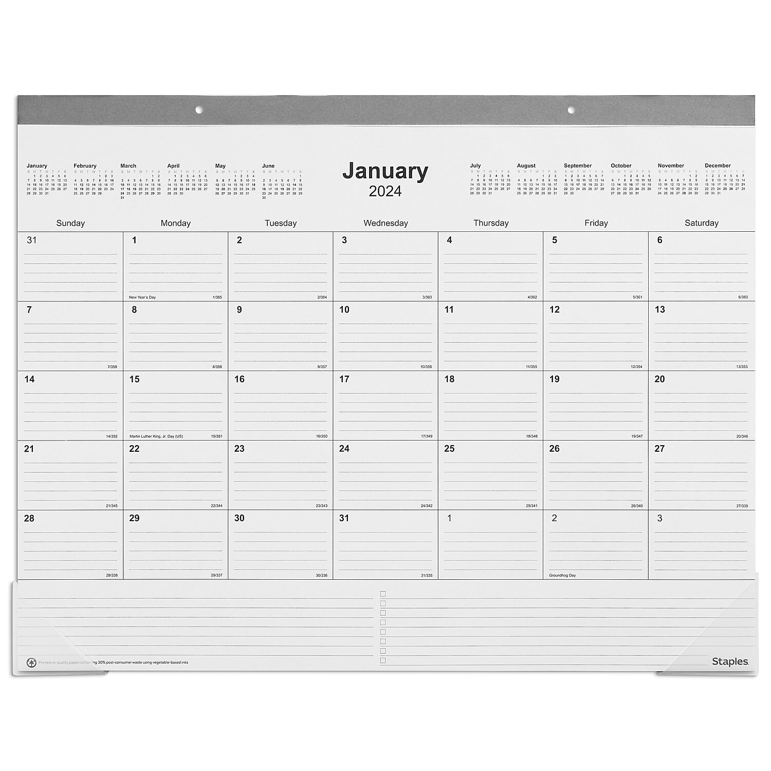 2025 Staples 22" x 17" Desk Pad Calendar Gray (ST5970124)