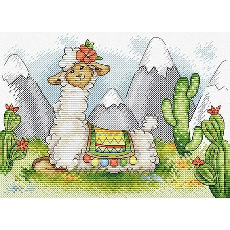 UPC: 4627167303209 | Cross-Stitch Kit Spring Has Come SM-569 Sheep By MP Studia Needlework Green White Easy Small Mountain White Animal