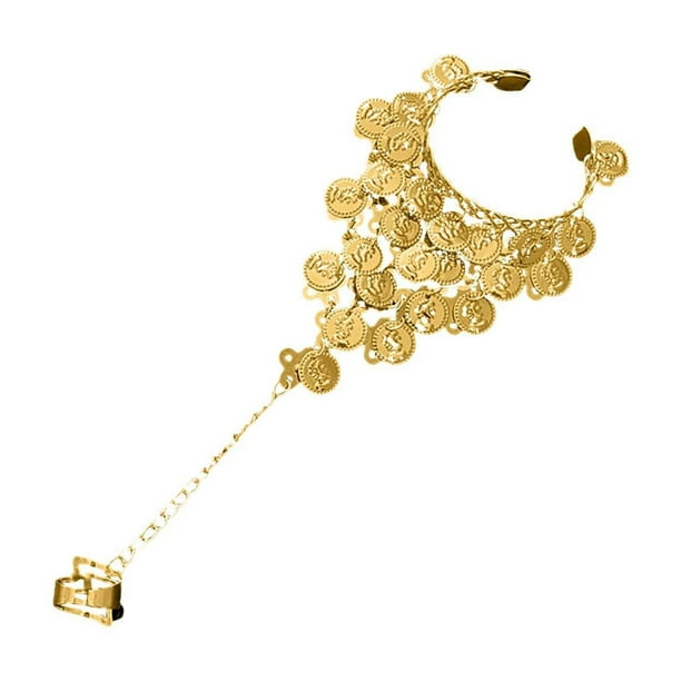 Mujeres Danza del Vientre Gitana Joyería Triángulo Pulsera Pulsera Anillo de Oro Color Plata