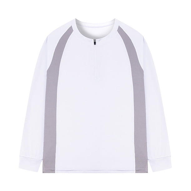 Camiseta de entrenamiento de manga larga con media cremallera para hombre, top transpirable de verano - Poliéster (L-XXXXXL)