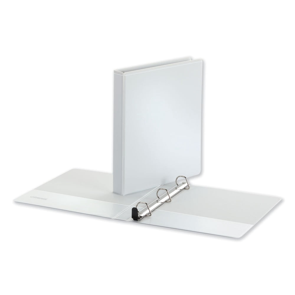 (2 pack) Universal Comfort Grip Deluxe Plus 1" 3-Ring View Binders D-Ring White with Transparent Cover