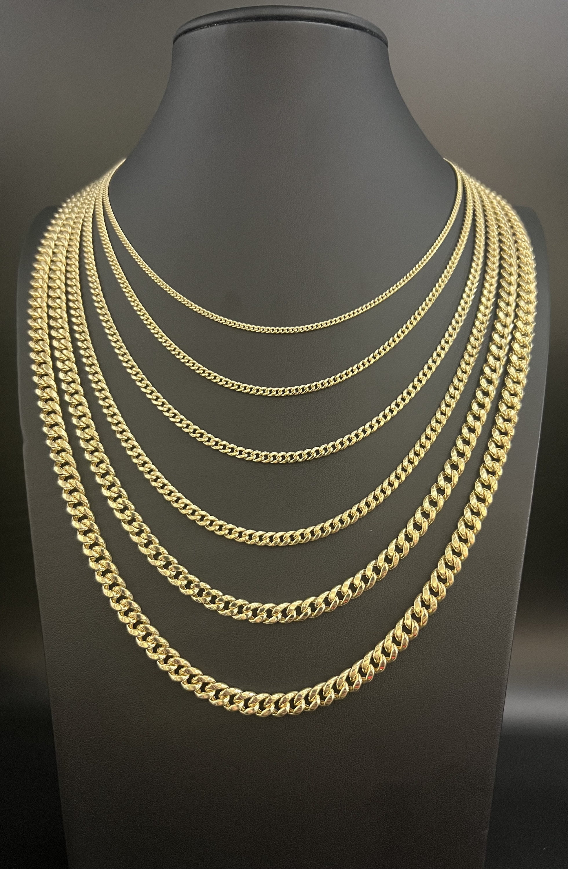 14k Real Gold Miami Cuban Link Chain Necklace 2mm - 6.8mm Inches Real 14K Yellow Gold,Man Gold Chain,Ladies Gold Chain, 14k Gold Chain (Width:6.2mm; Necklace length:26;)
