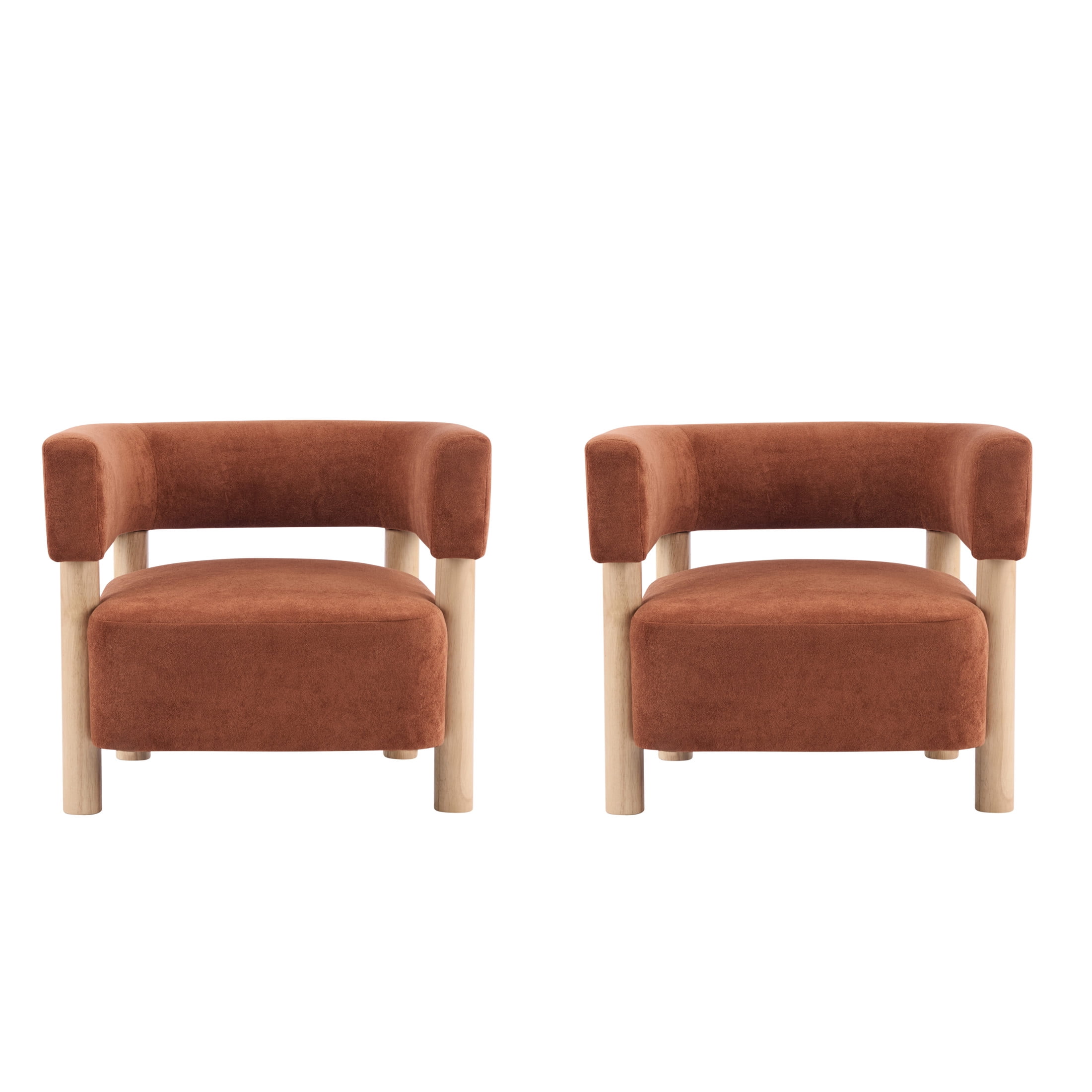 Christopher Knight Home Modern Boucle Upholstered Accent Chair, Lounge Chair with Solid Wood Legs, Burnt Orange, Set of 2