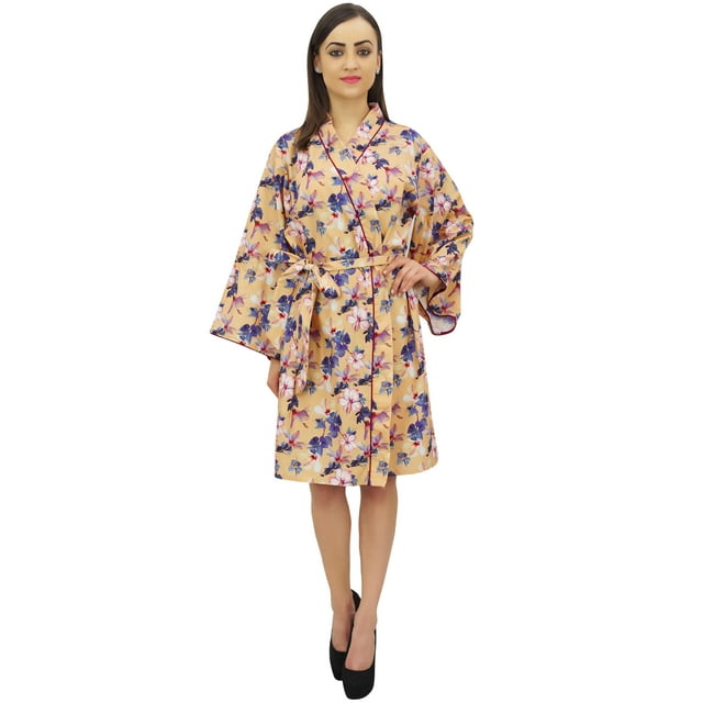 Bimba Kimono Court pour Femme en Popeline de Coton à Imprimé Floral Tenue de Nuit de Mariée - 28