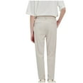 thumbnail image 3 of Lovskoo Men's Dress Panst Flat Front Trendy Casual Solid Color Pockets Elastic Waist Dress Pants Cropped Pants Beige, 3 of 5