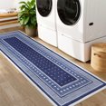 thumbnail image 3 of Garvee 2'x6' Geometric Bordered Runner Rug Boho Rug, Washable Non Slip Indoor Carpet for Hallway Bedroom Kitchen, Blue, 3 of 8