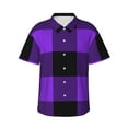 thumbnail image 2 of Picia Purple Buffalo Plaid Gentle Cotton Regular Fit Short Sleeve Casual Hawaiian Shirt for Men-Small, 2 of 9