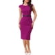 thumbnail image 2 of Vestido elegante de mujer Inspire Chic con mangas de capucha y cinturón, vestido de trabajo tipo sheath, color púrpura, talla L, 2 of 6