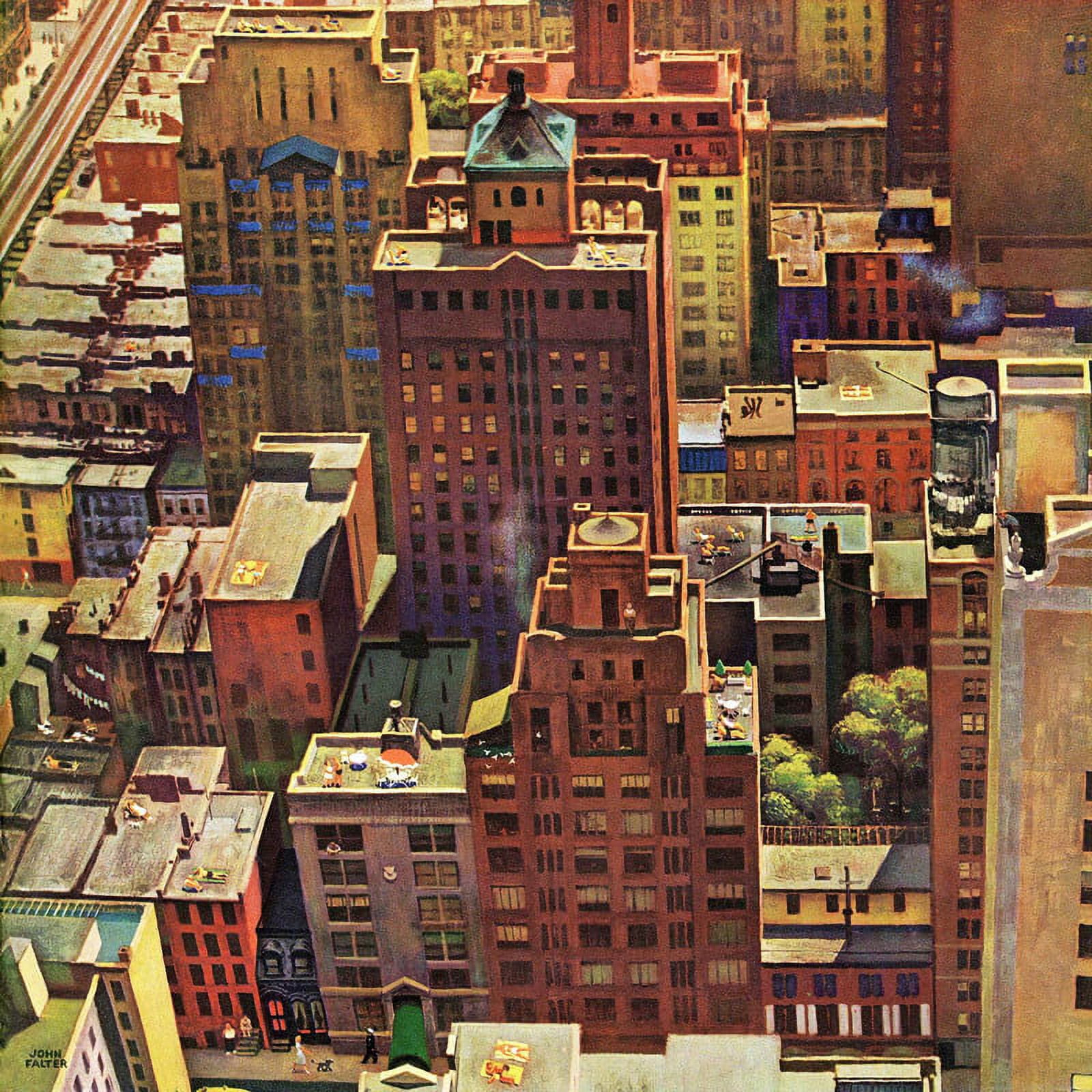 Marmont Hill "Bird's-Eye View of New York City" by John Falter Painting Print on Canvas