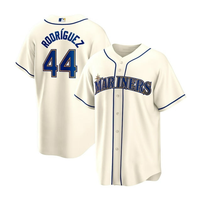 Seattle Mariners #44 Rodriguez - Cream Baseball Jersey with Thousand-Stitch Embroidery - L