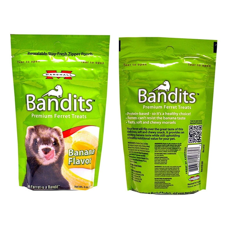 Marshall Bandits Ferret Treats Variety Pack 4 Flavors Snack Food for Small Animals 3oz Each Total 4 Pouches Walmart