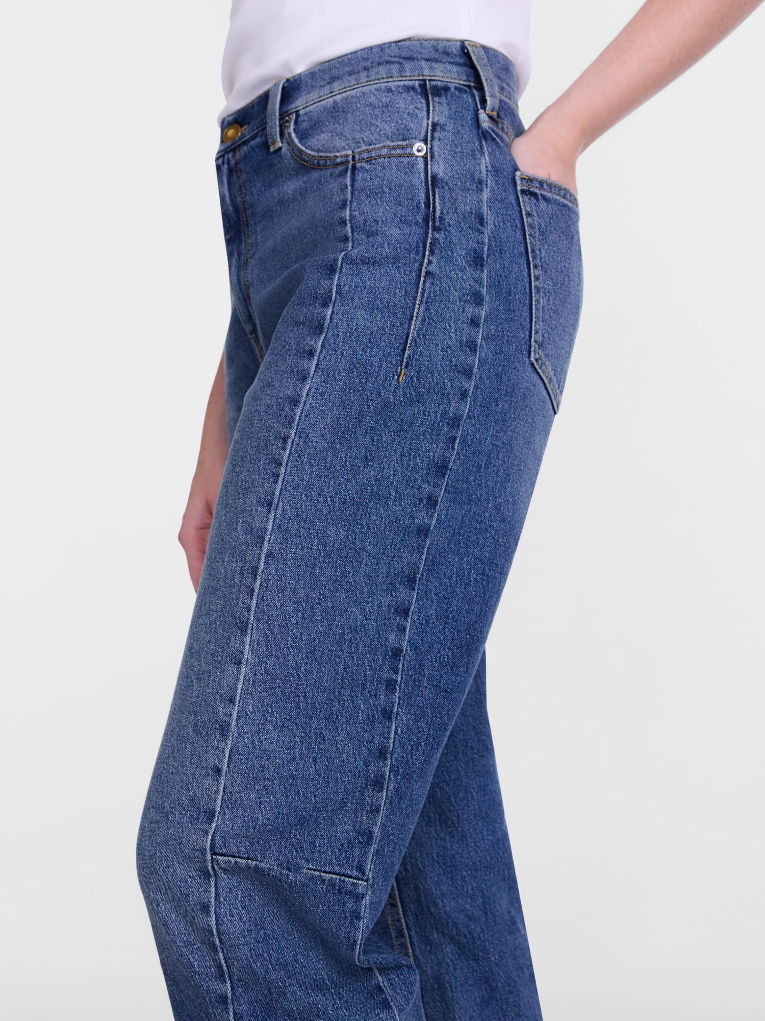 Scenario Women's and Women's Plus High Rise Barrel Jeans, 26", 28" Inseam, Sizes 0-28W