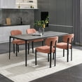 thumbnail image 2 of S-HOME Set of 2 Upholstered Boucle Dining Chairs with Elegant Black Metal Legs Perfect for Contemporary Dining Rooms，Black,Orange, 2 of 18