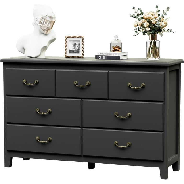 Black Dresser for Bedroom, Modern Farmhouse Style 7 Drawer Double Dresser  with Vintage Gold Antique Pulls, Dresser and Chest of Drawers, Hallway 7  Drawer Dresser, Antique Black - Walmart.com
