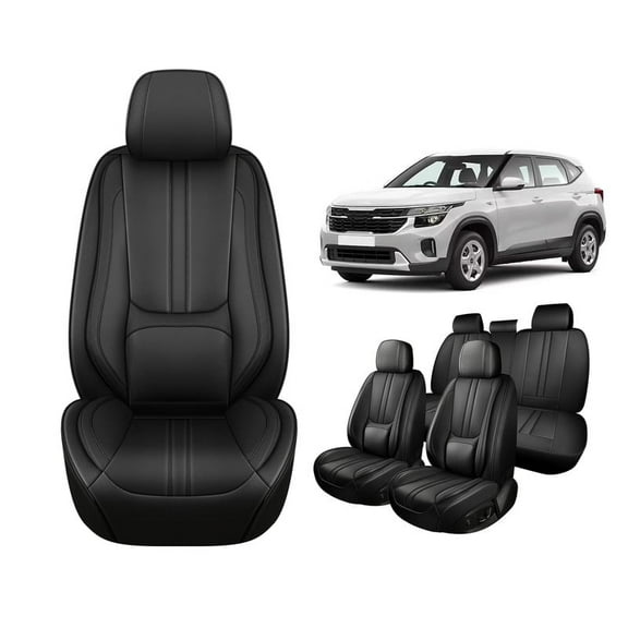 Faifani Car Seat Covers For KIA For Seltos 2021-2024 2025, Waterproof Nappa Leather Auto Seat Protectors with Lumbar Support, Luxury Automotive Interior Accessories