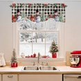 thumbnail image 2 of Snowman Christmas Tree Tie Up Valances Curtain, Winter Poinsettia Snowflake Plaid Adjustable Rod Pocket Short Window Treatment Tie Up Curtains Valances for Kitchen Living Room Bathroom 60x18 Inches, 2 of 9