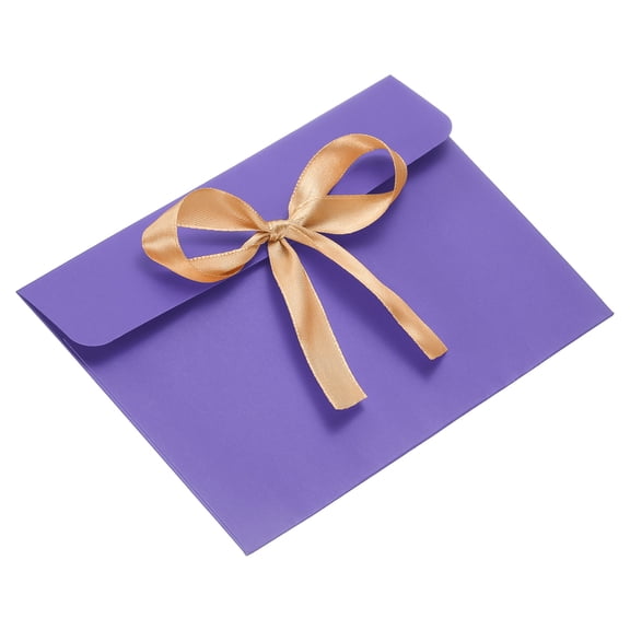 Envelope with Knot 6.8" x 5", 10Pcs Greeting Card Invitation Envelope with Ribbon for Invitations and Greeting Cards Gift Christmas Birthday Party, Purple
