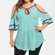 thumbnail image 1 of Puntoco Tallas grandes Mujer Verano Casual Correa Hombro con fugas Lentejuelas Camiseta de manga corta Puntoco Puntoco-9010, 1 of 9