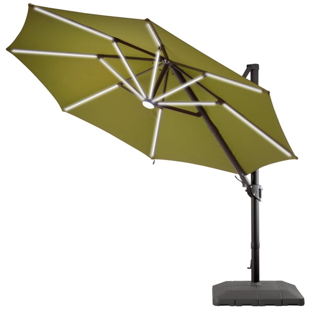 National Tree 11 ft. Cantilever Umbrella with Solar Power LED Lights