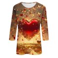 thumbnail image 5 of TrendVibe365 Pink Womens Tops 3/4 Sleeve T Shirt Valentines Womens Tops Plus Size Round Neck Polyester Casual Love Heart Printed Lover Gift Blouse Tops for Valentines Gifts S, 5 of 5