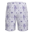 thumbnail image 6 of Kdxio Stripes and Sprigs of Lavender Pattern Mens Casual Shorts - Drawstring Summer Beach Sports Shorts for Men, 6 of 9