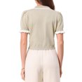 thumbnail image 3 of INSPIRE CHIC Contrast Trim Short Sleeve Cardigan Sweater for Women's Summer Cardigans Knit Sweaters Tops S Beige, 3 of 6