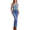 thumbnail image 2 of CHALCO CHIC Chaleco de Mezclilla para Mujeres Y2K Cuello en V Sin Mangas Botón Frontal Chaleco Corto S Gris Azul, 2 of 6