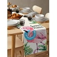 thumbnail image 6 of nqOlkjepod Summer Pink Flamingo Table Runner 120 Inches Long Farmhouse Dress Scarves, Beach Tropical Palm Leaves Dining Tablerunner for Coffee Table/Kitchen Island/Party Décor, 13" x 120", 6 of 8
