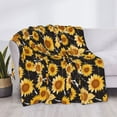 thumbnail image 3 of Yiaed Black Marble Pattern Sunflower Print Blanket Throw Blanket Soft Cozy Flannel Blanket for Home Bed Sofa Couch Chair-60"x50", 3 of 6