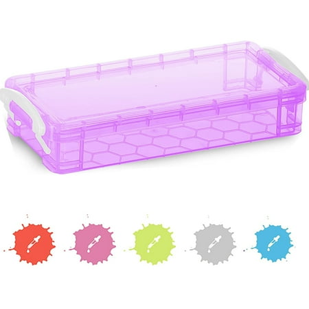 Enday Stackable Pencil Case Large Capacity School Supplies Organizer Purple 8” 6 Count