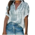 thumbnail image 1 of Womens Short Sleeve Blouses Womens Button Printed Short Sleeve Backswing Length V-Neck T- Blouses Women Short Sleeve Tops Women Short Sleeve Blouse Short Sleeve Tops for Women, 1 of 6