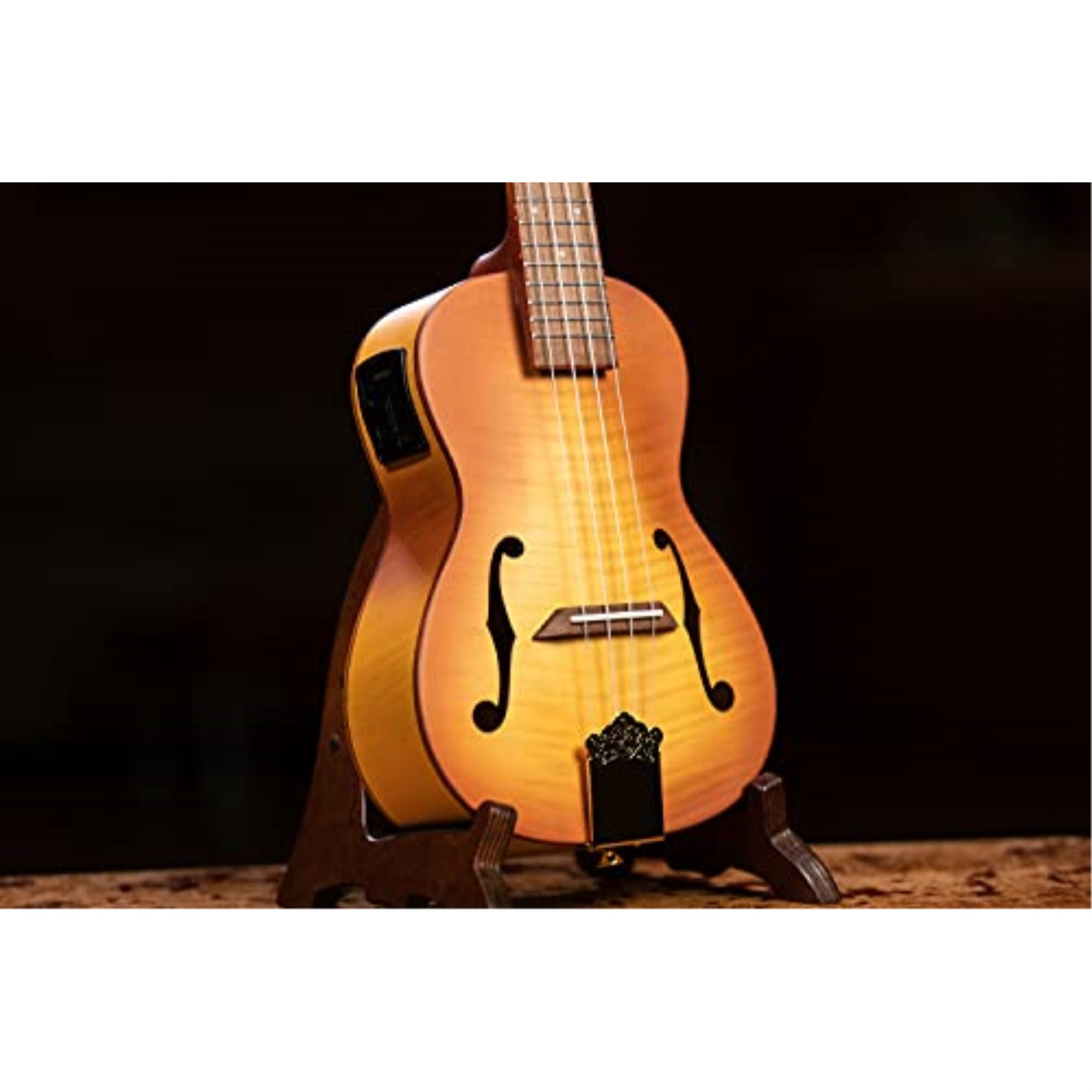 Ortega Saloon Series RUSL-HSB Archtop Concert Acoustic-Electric Ukulele Violin Sunburst