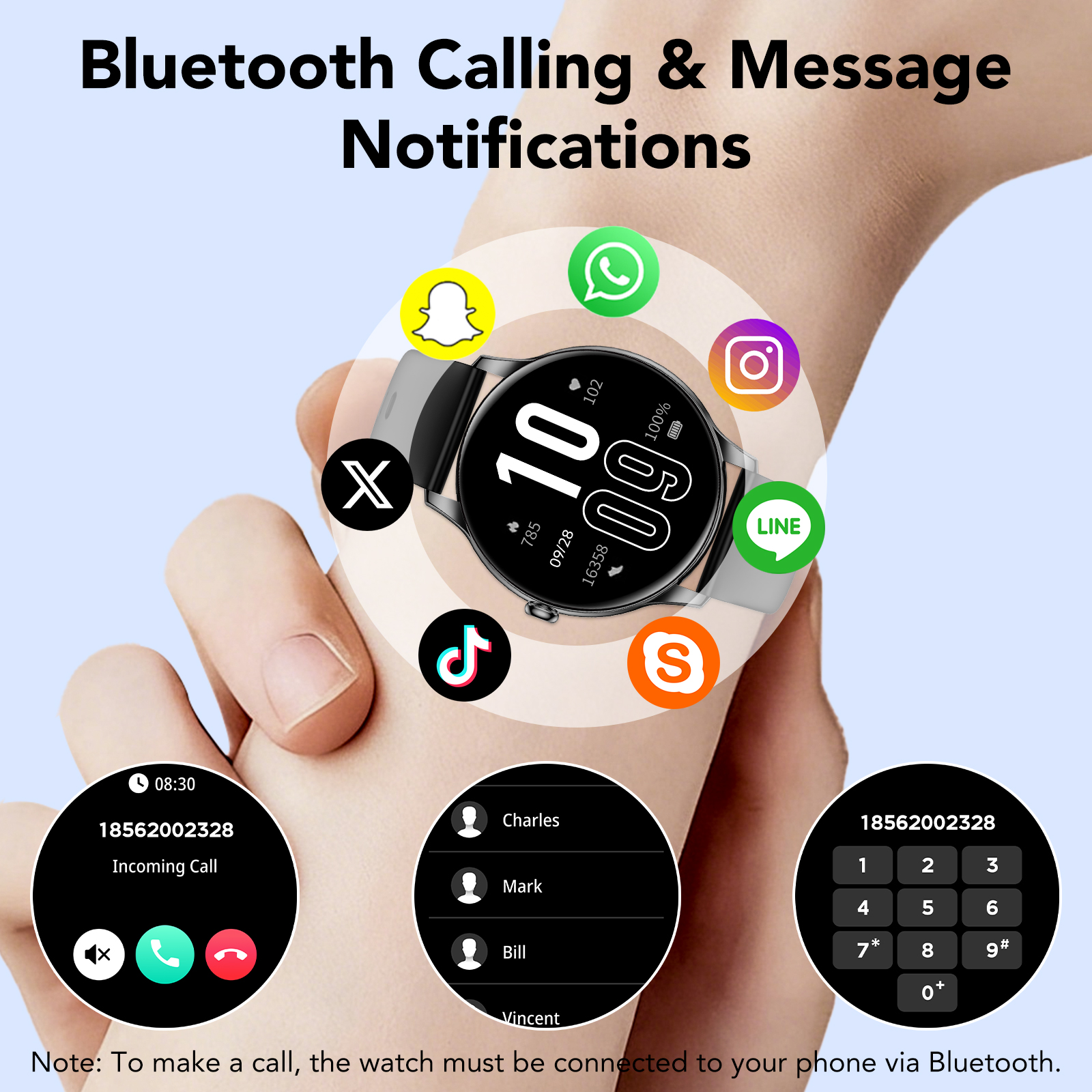 Tikland Smart Watch for Men and Women, 1.39" AMOLED, Black photo 2