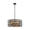 thumbnail image 3 of Farmhouse Drum Chandelier 5-Light Pendant Light, Black and Wood Finish, Adjustable Height for Dining Room, Kitchen Island, Foyer, 3 of 9