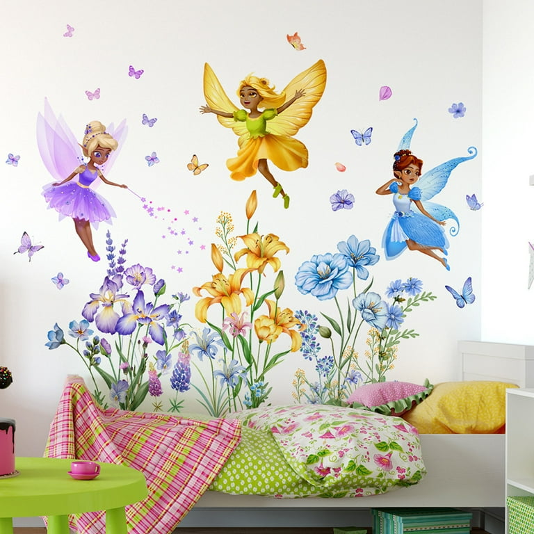 Large Flower Fairy Wall Stickers Room Decor for Bedroom Girls