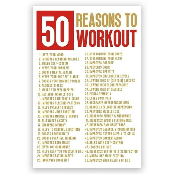 Motivational Quotes Exercise Canvas Wall Art 50 Reasons to Workout Poster Inspirational Fitness Art Posters Prints Fitness Home Decor for Office Gym Home Wall Decor