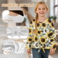 thumbnail image 6 of Xoenoiee Sunflower Bee Print Girls Long Sleeve Shirts Tie Hem Fall T-Shirt Round Neck Tops Blouse Pullover Tunic Outfits Fall Clothes, 5-6 Year, 6 of 7