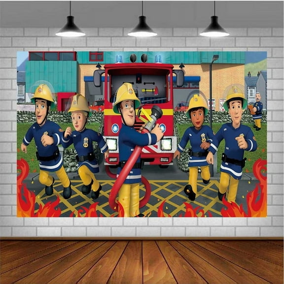 Fire Sam Banner Poster Wall Decor Birthday Backdrop Background Party Supplies Taspestry