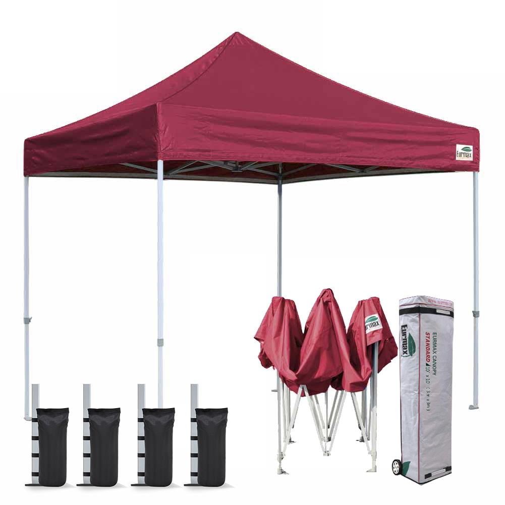 Eurmax Pop Up Canopy Tent Commercial Heavy Duty Roller Bag 10x10 Burgundy New 