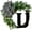 U, variant on 26-Letter Alphabet Wreath with Rattan Ring - Decorative Door/Wall Hanging for Home, Customizable Bow & Greenery Accents (30cm)