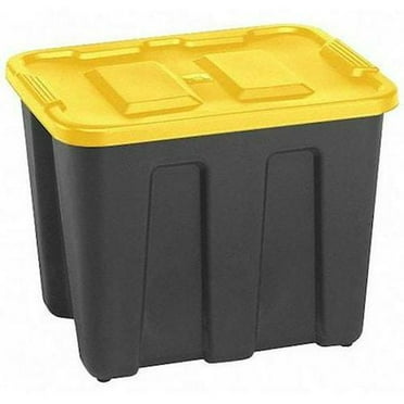 Durabilt Storage Tote with Snap Lid, Black/Yellow, Polyethylene, 22 1/2 in L, 17 1/2 in W, 16 1/2 in H
