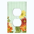 thumbnail image 2 of Metal Light Switch Plate Outlet Cover Colorful Daisies Teal Striped Damask FLW073, 2 of 13