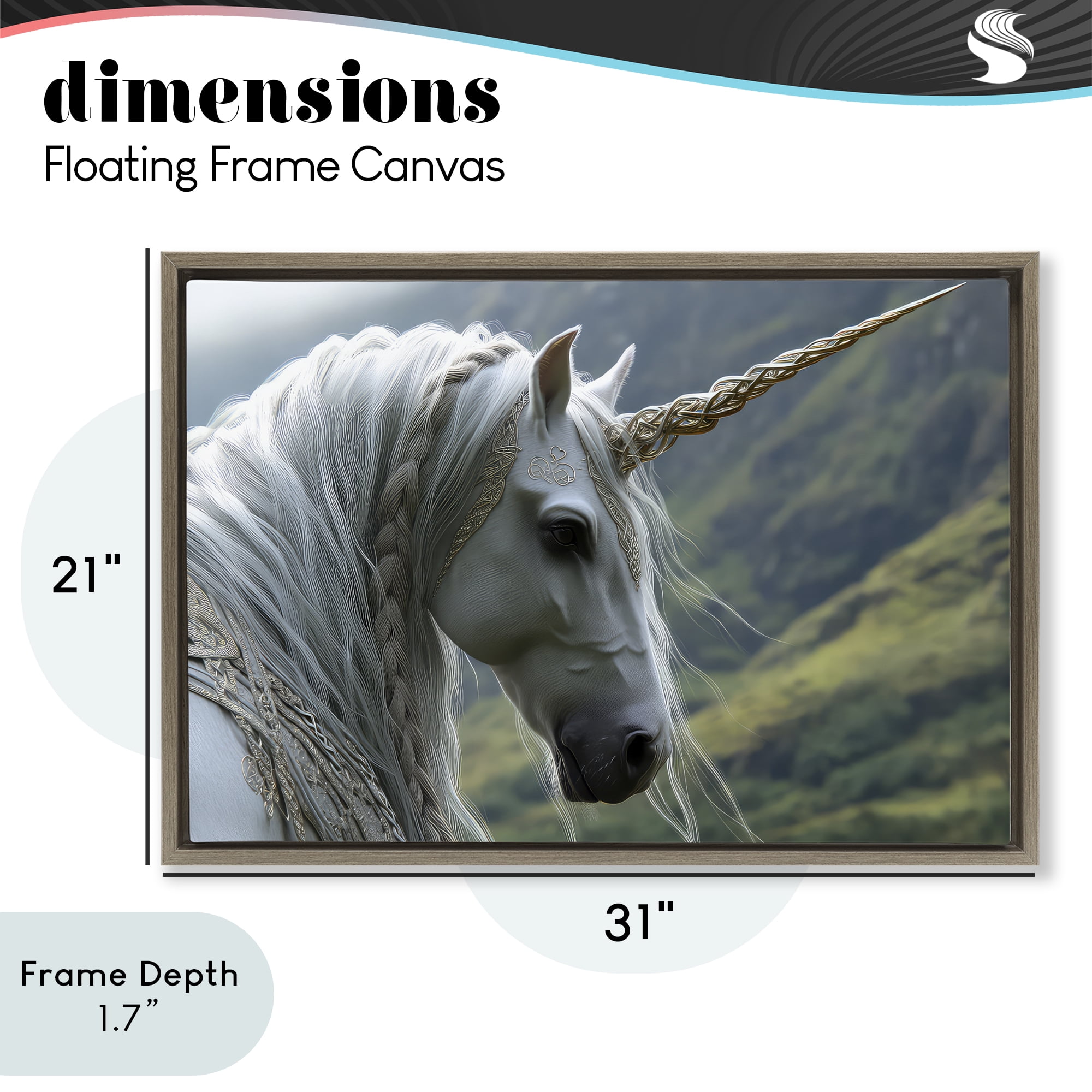 Stupell Industries Celtic Unicorn Braided Mane Brown Framed Floater Canvas Wall Art, design by The Wands Want