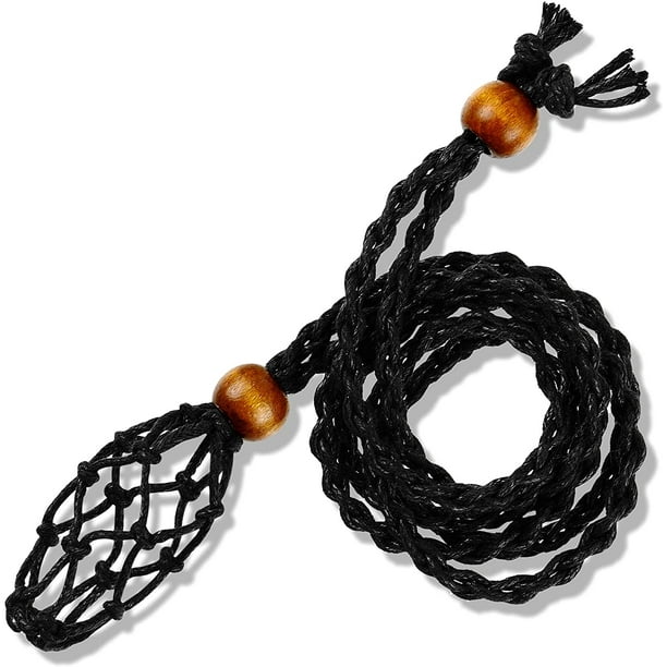 Necklace Cord Empty Stone Holder Raw Stone Replacement Net Bag Adjustable  Length DIY Necklace Jewelry Making Accessories (Black) 