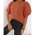 thumbnail image 3 of Suéteres abullonados de manga corta para mujer 2024, primavera y verano, modernas, casuales, blusas, color naranja, 3 of 6