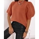 thumbnail image 3 of Suéteres abullonados de manga corta para mujer 2024, primavera y verano, modernas, casuales, blusas, color naranja, 3 of 6